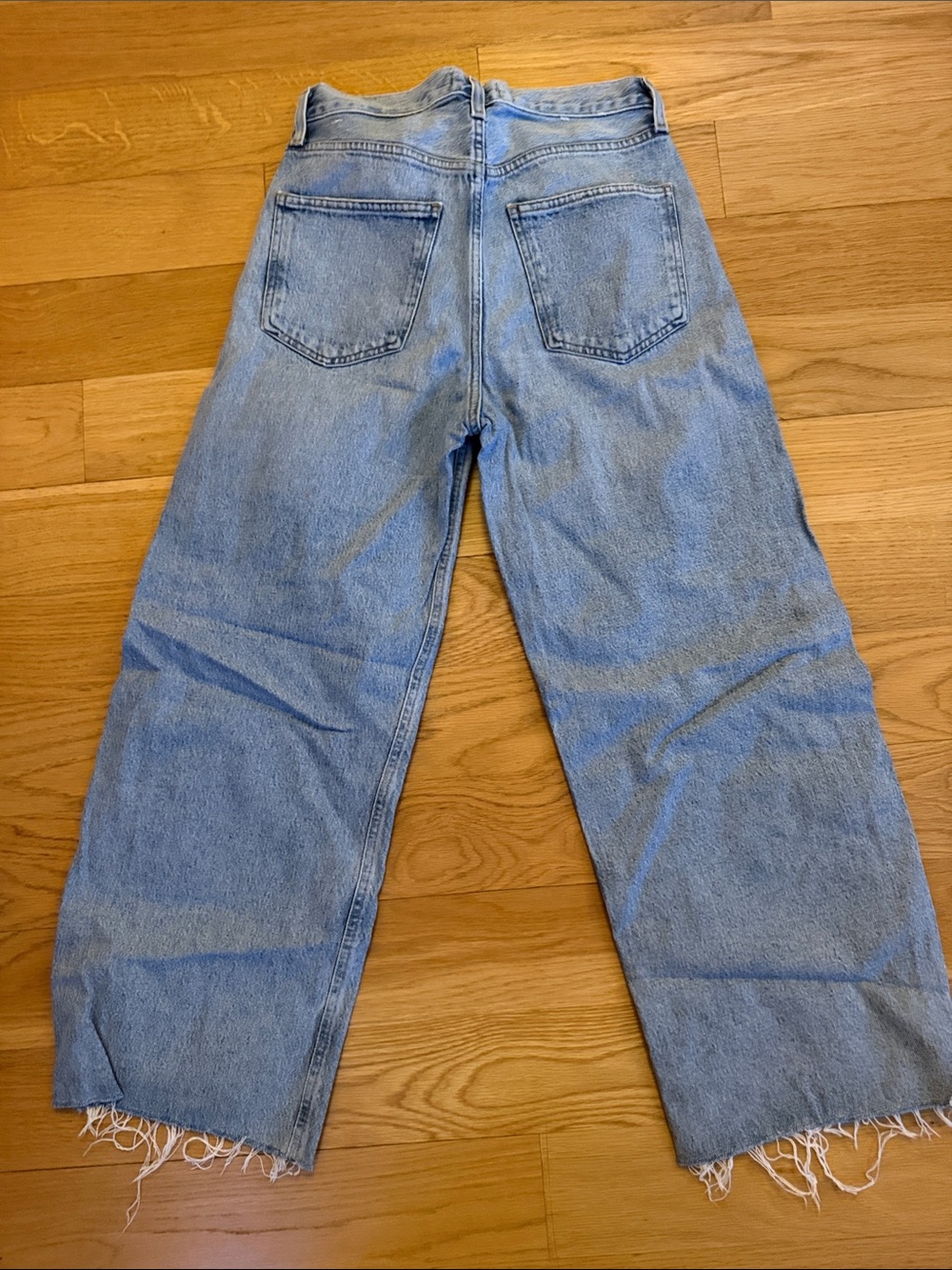 Agolde Light Wash Relaxed Straight Jeans - Low Curve Fray - Picture 4 of 4